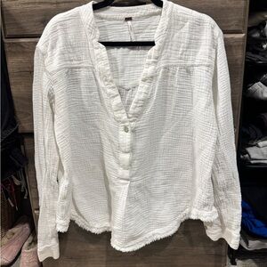 Free People Women's White Textured Blouse